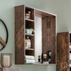 Angebote ? 73x73 Badspiegel Mit Regal & Ablage - Arolina ? 5 Angebote ? 73x73 Badspiegel Mit Regal & Ablage - Arolina ? -Baixon Shop 73x73 badspiegel mit regal ablage in holz dekor eiche dunkel arolina 01