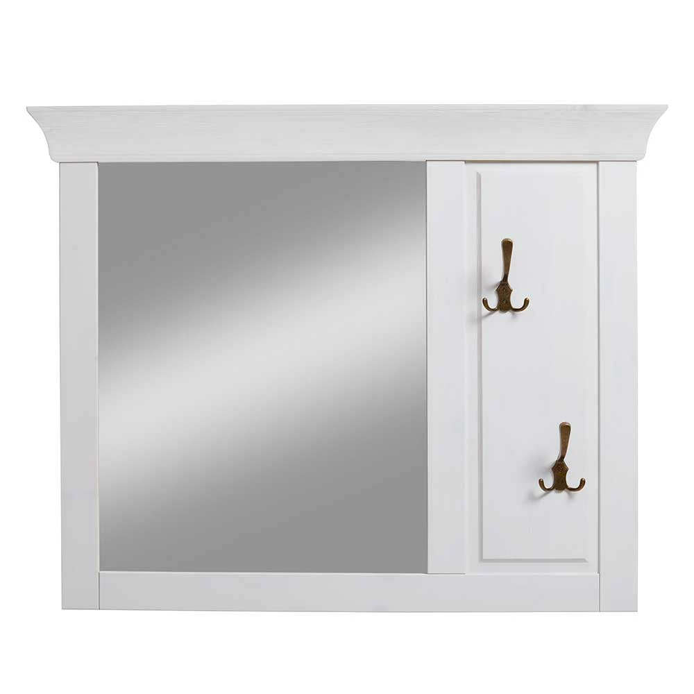 Neu ? Weißer Wandspiegel Mit Kleiderhaken - Satumare ? 2 Neu ? Weißer Wandspiegel Mit Kleiderhaken - Satumare ? – Bild 2