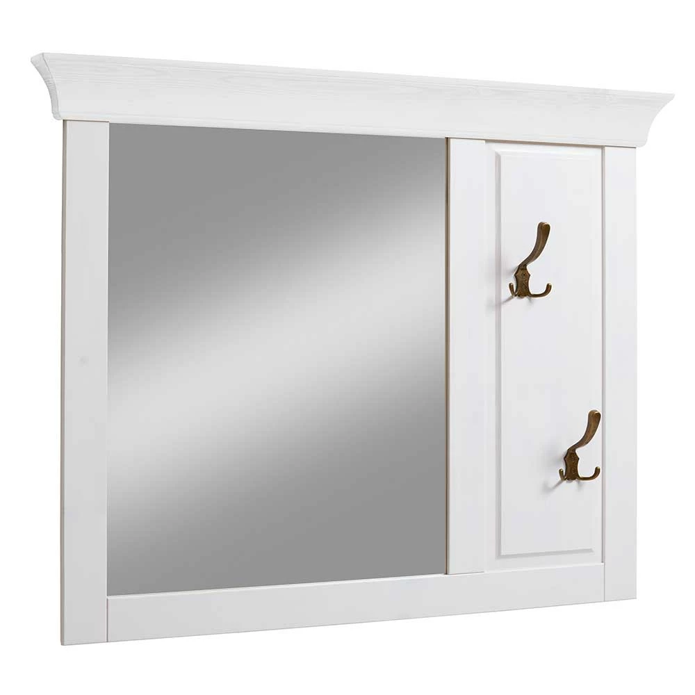 Neu ? Weißer Wandspiegel Mit Kleiderhaken - Satumare ? 1 Neu ? Weißer Wandspiegel Mit Kleiderhaken - Satumare ?